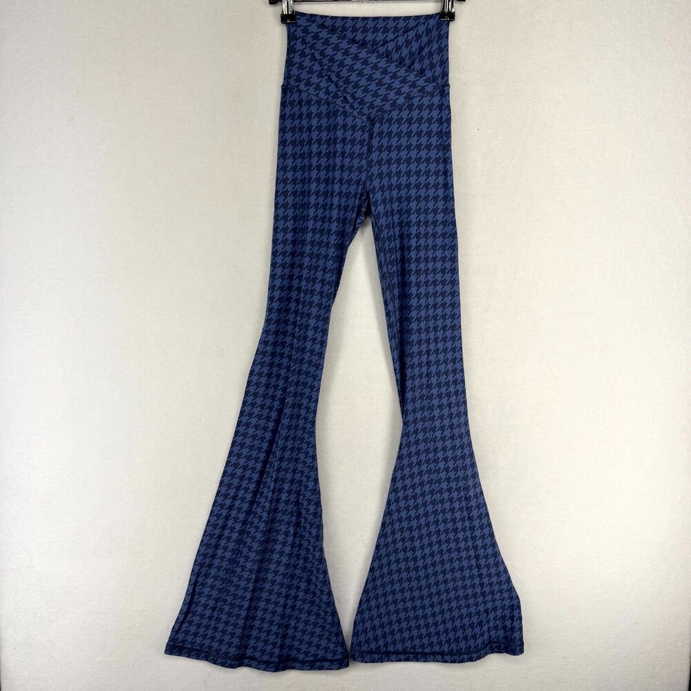 Aerie Offline By Aerie Blue‎ Patterned Crossover Yoga Leggings Womens Size S